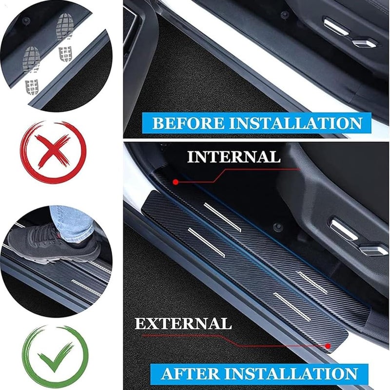 Car Door Sill Protector For Benz GLC AMG Sport 2017 2022 Red Threshold Guard Scuff Cover Strip 4PCS - Image 4
